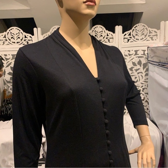 Daphne Grey Witchy Midi Dress Size A8 (14/16?) Black Button Front Goth Halloween - Picture 8 of 12